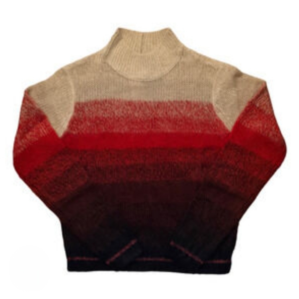 American Eagle Outfitters Red and Brown Gradient Turtleneck Sweater